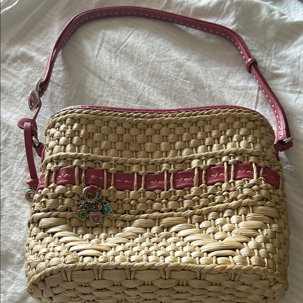 Brighton Stylish Tan and Pink Woven Women's Bag